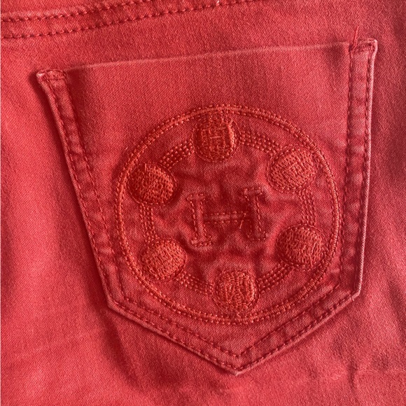 Red Hermes Jeans with Embroidered Pockets and Enamel Details - Picture 4 of 5